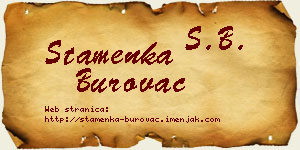Stamenka Burovac vizit kartica